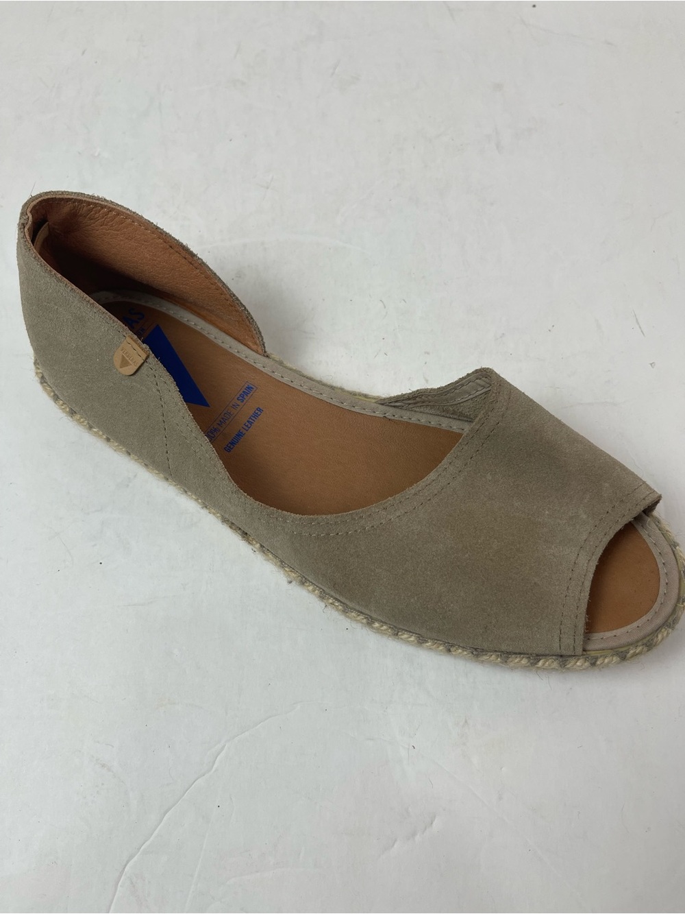 Verbenas Cruz Open Toe Beige Suede Espadrilles Made in Spain Size EU 41 US 9.5